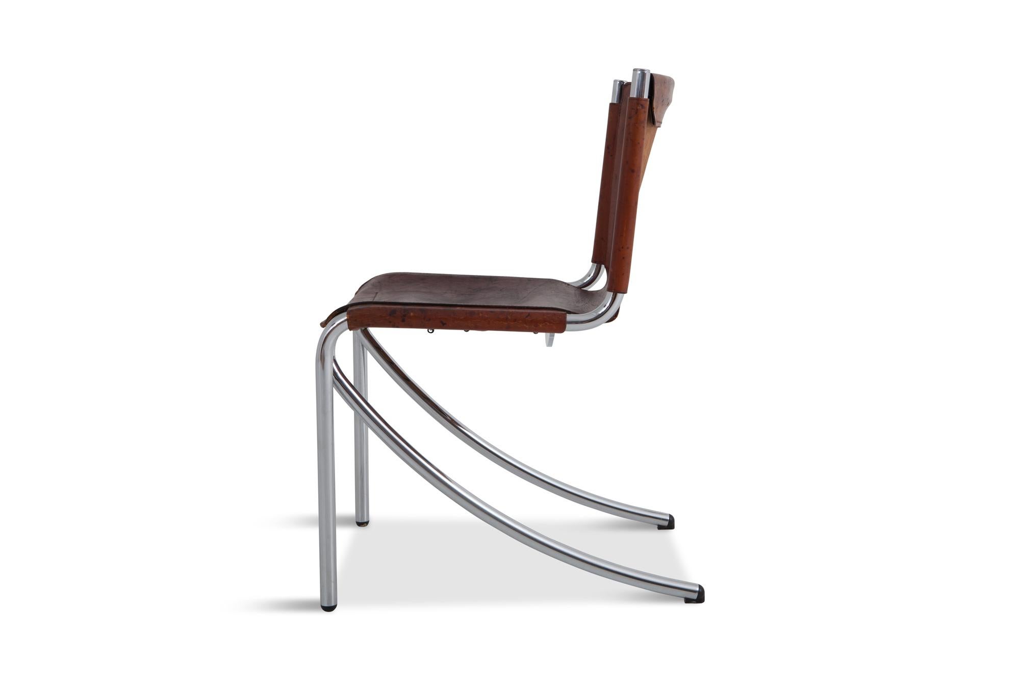 Post-Modern Postmodern Patinated Leather Chair by Giotto Stoppino