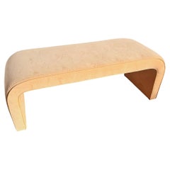 Post Modern Peach Velvet Fabric Waterfall Bench