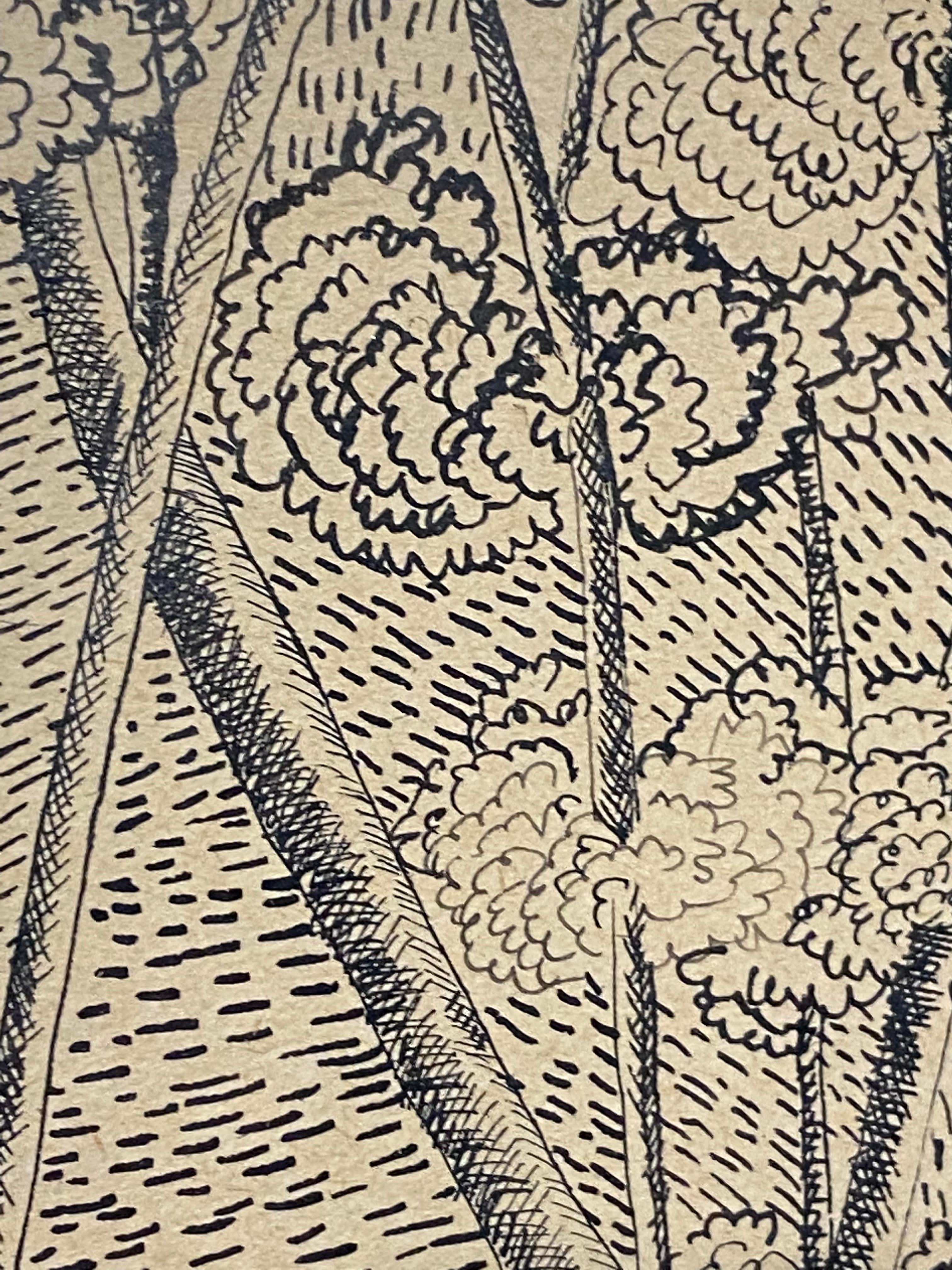 Fin du 20e siècle Illustration d'arbre post-moderne à l' stylo et à l'encre de Geraldine Valentini, 1979 en vente