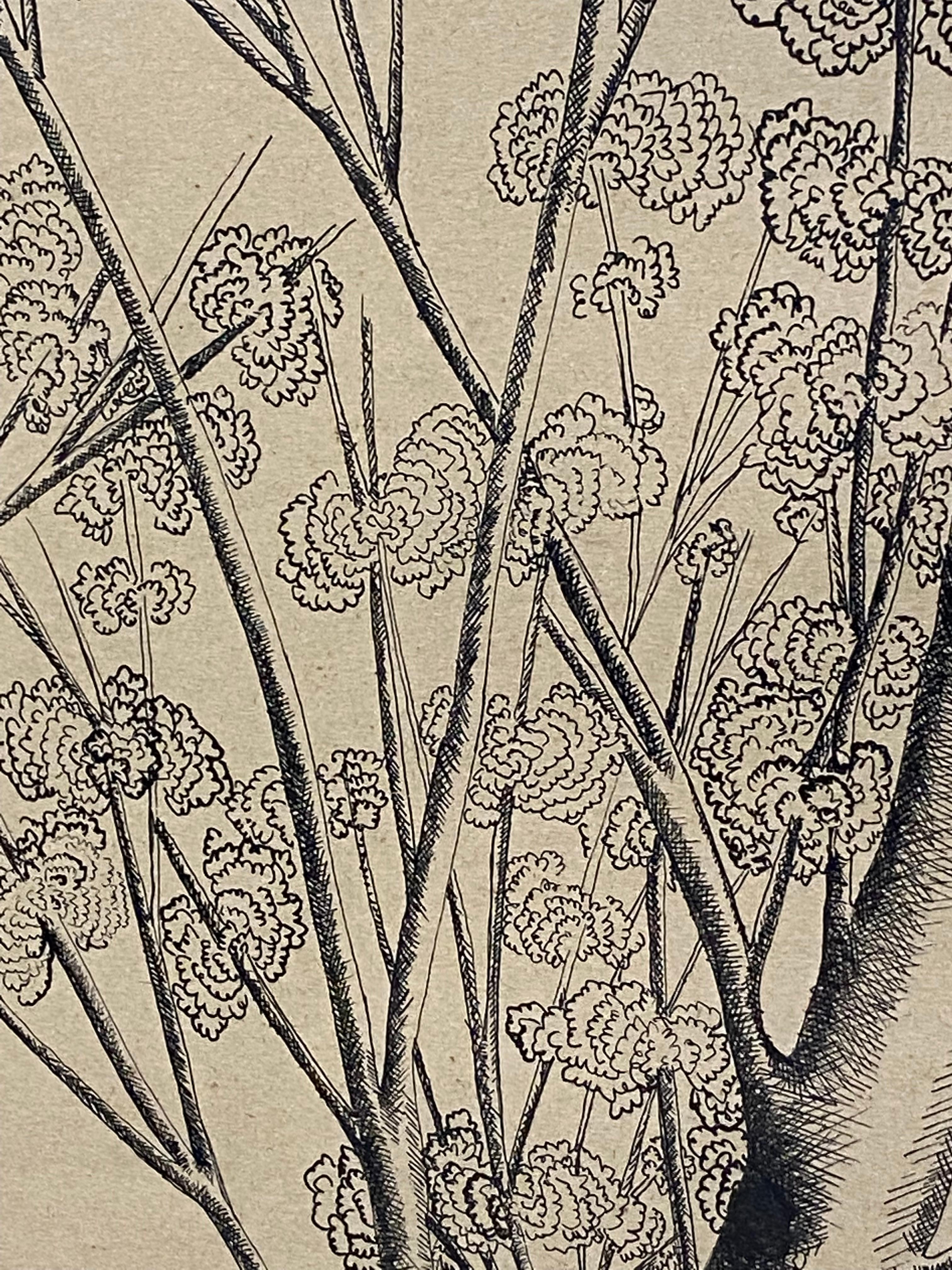 Illustration d'arbre post-moderne à l' stylo et à l'encre de Geraldine Valentini, 1979 en vente 1