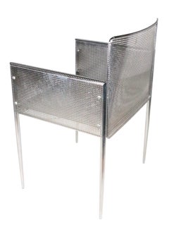 Post Modern Perforated Steel and Chrome Arm Chair c. 1980's