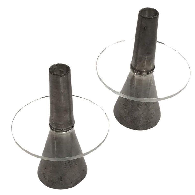 Malaysian Post-modern Pewder Candlestick holder by Royal Selangor, Pair For Sale