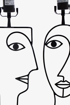 Post Modern Picasso Facial Silhouette Inspired Table Lamps c. 1990
