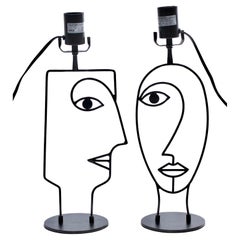 Post Modern Picasso Facial Silhouette Inspired Table Lamps c. 1990