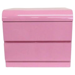 Post modern Pink Gloss Laminate waterfall 2 Drawer nightstand end table