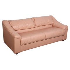 Post modern Pink leather Italian sofa circa 1980