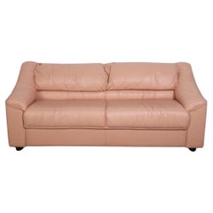 Post modern Pink leather Italian sofa circa 1980