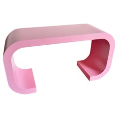 Post Modern Pink Scroll Console Table, Karl Springer Style