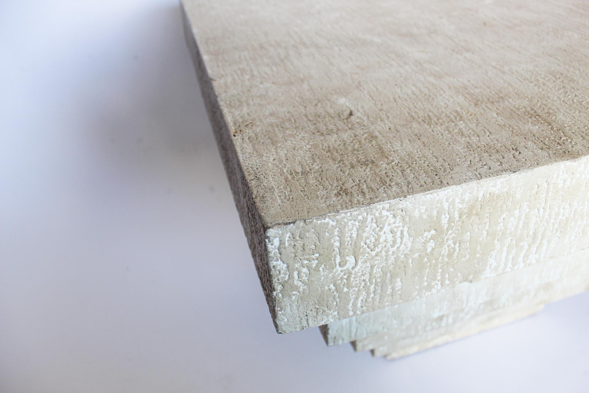 Hand-Crafted Postmodern Plaster Stacked Table For Sale