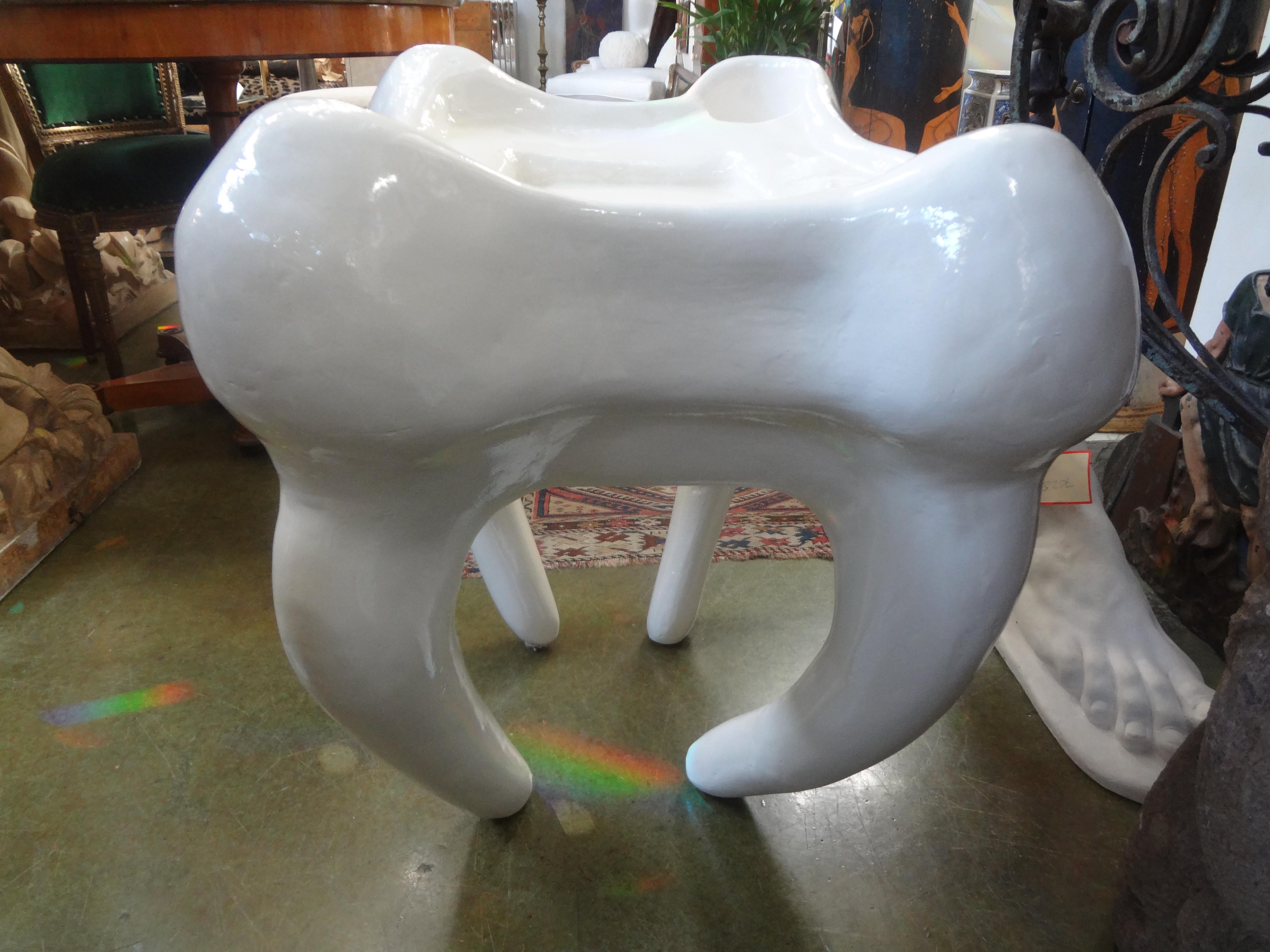 Postmodern Plaster Table in the Shape of a Molar In Good Condition For Sale In Houston, TX