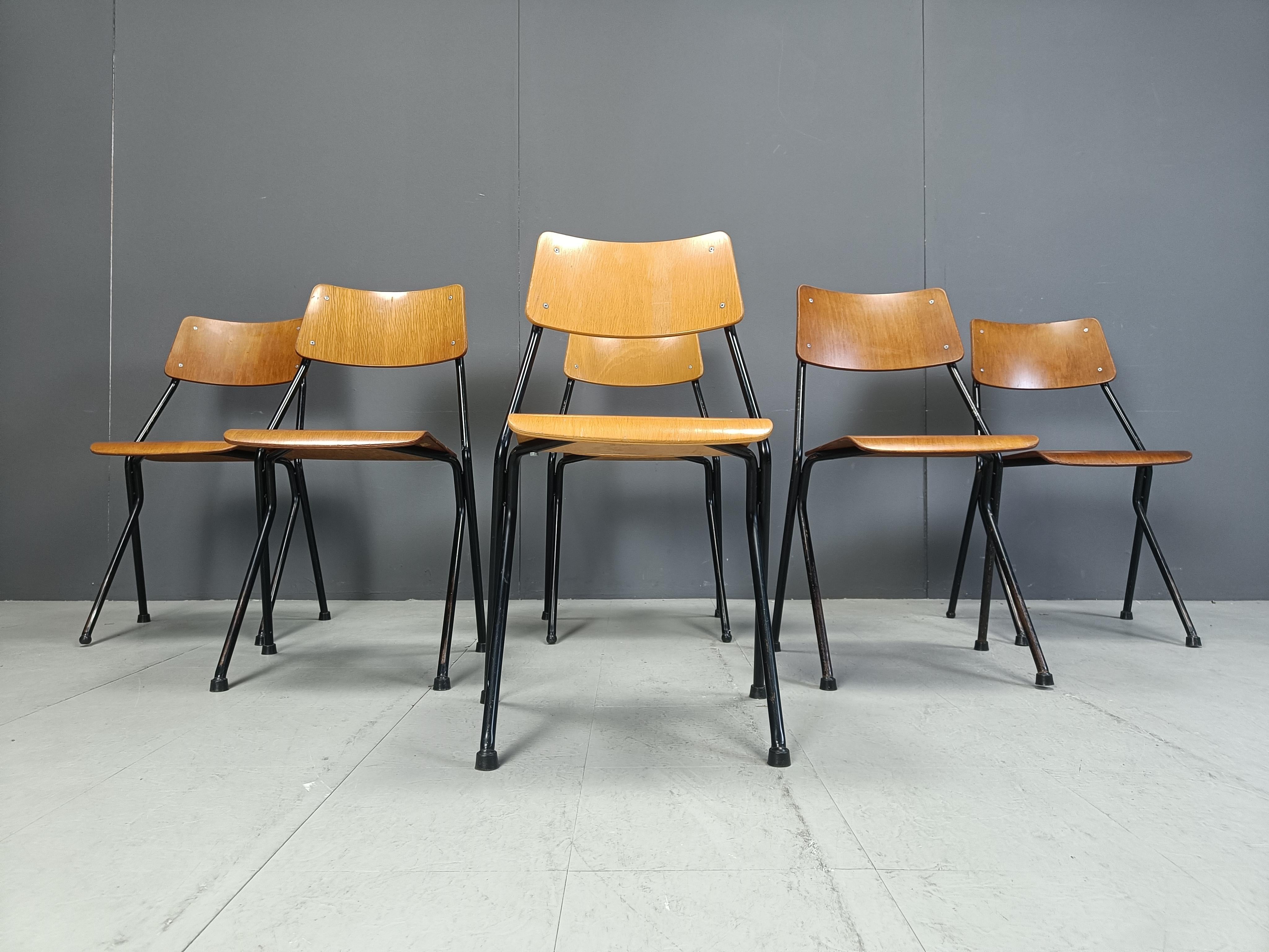 Dutch Post modern plywood dining chairs, 1970s For Sale