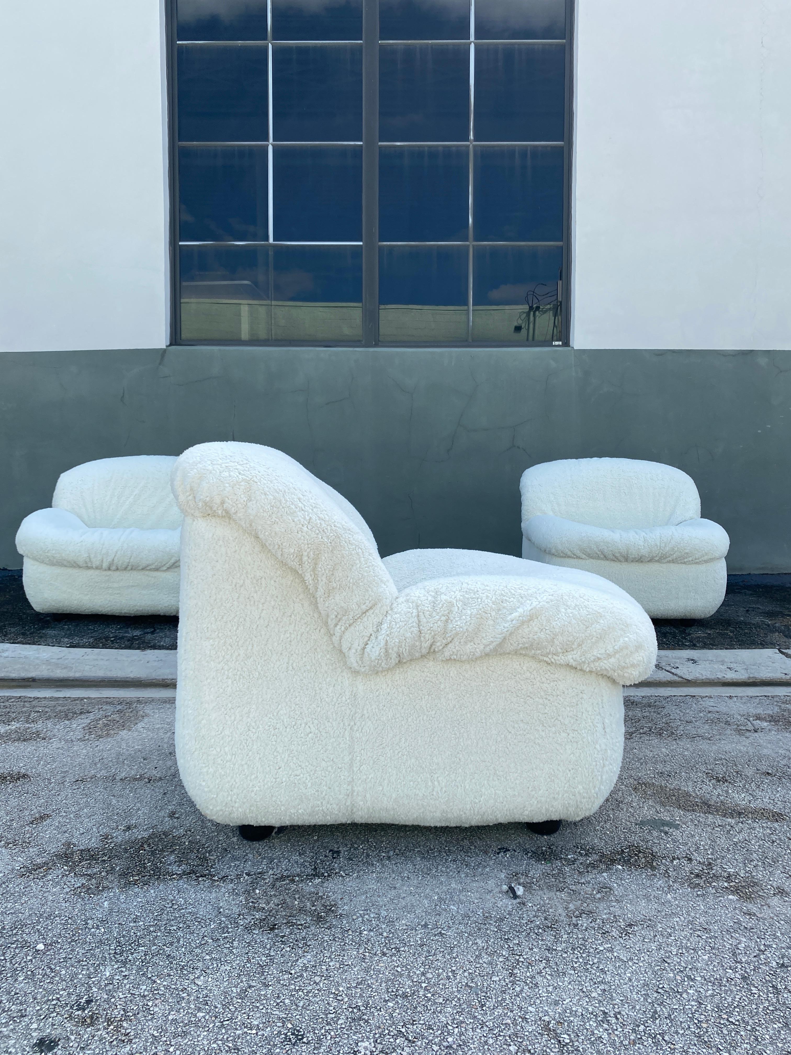 Bouclé Post Modern Pod Lounge Chairs, 3 Available