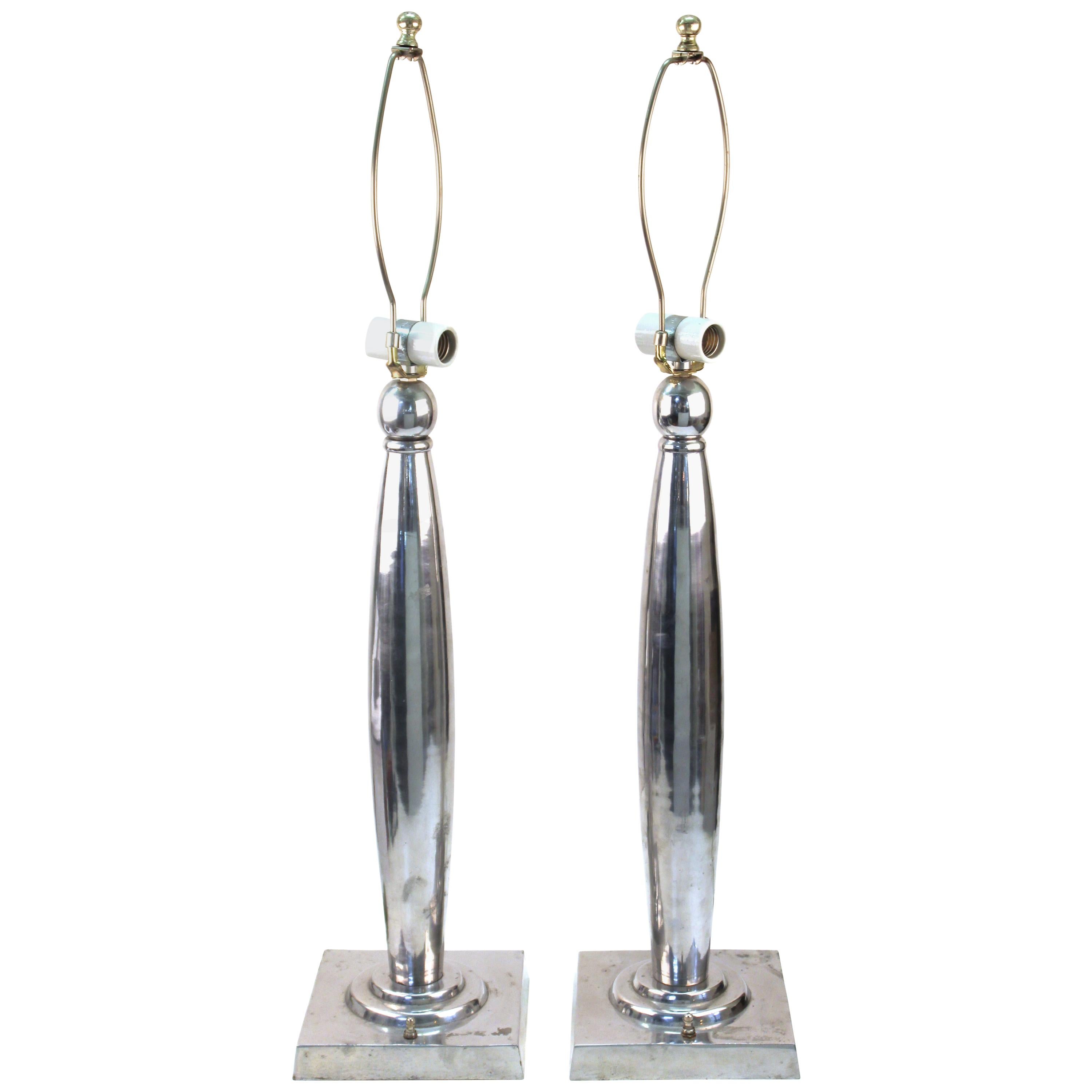 Postmodern Polished Aluminum Table Lamps For Sale