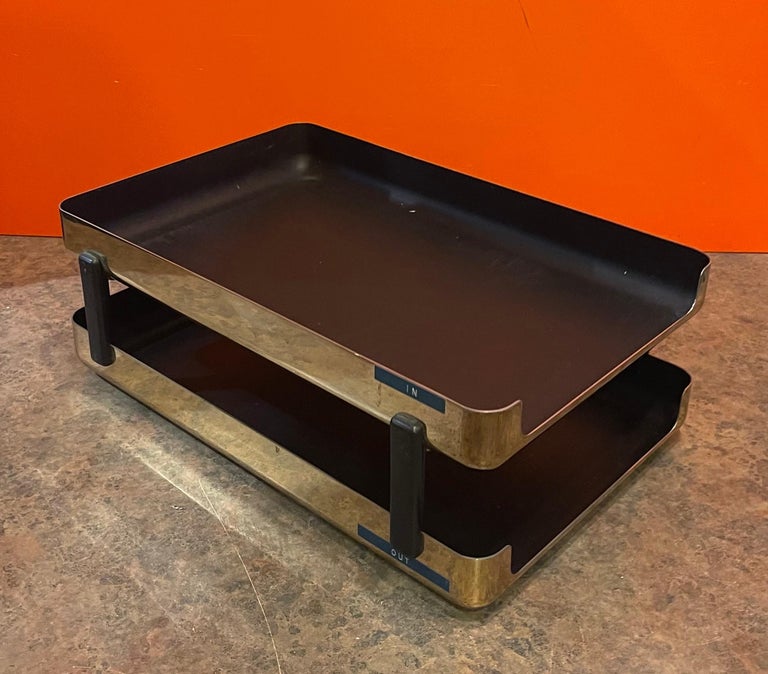 PostModern Polished Brass Double Letter Tray "Emphasis 6000" by Eldon