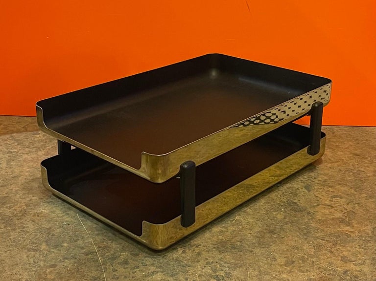 PostModern Polished Brass Double Letter Tray "Emphasis 6000" by Eldon