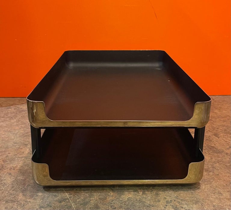 PostModern Polished Brass Double Letter Tray "Emphasis 6000" by Eldon