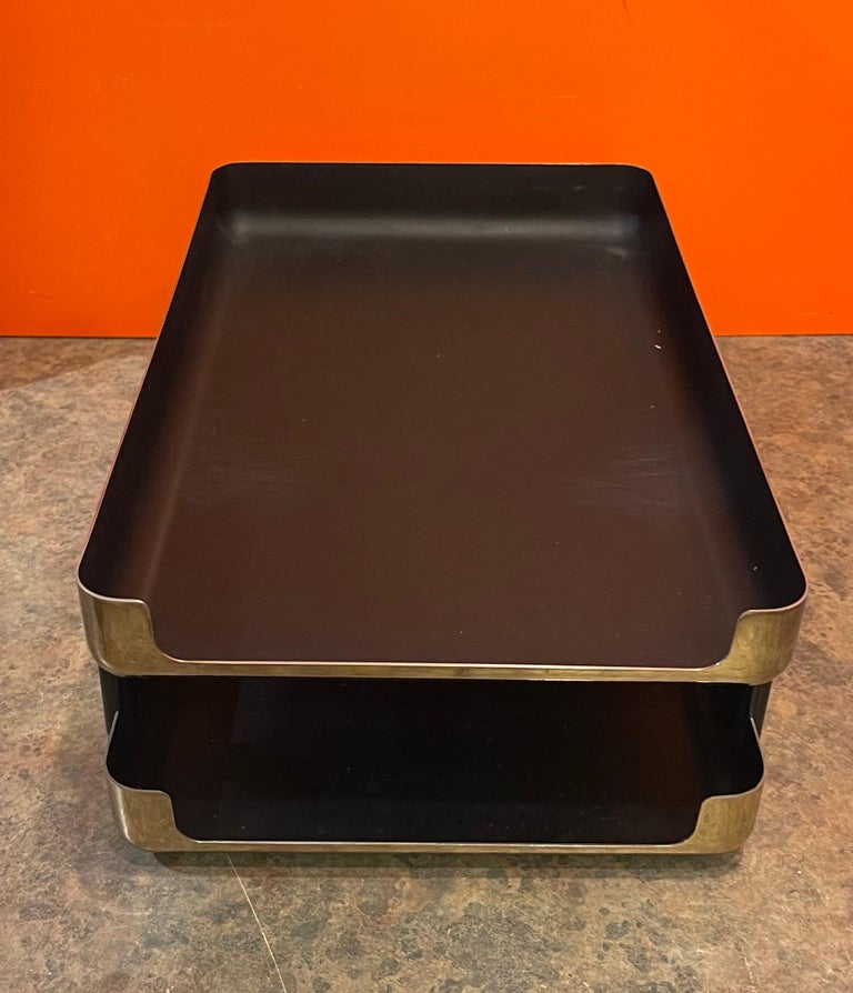 PostModern Polished Brass Double Letter Tray "Emphasis 6000" by Eldon