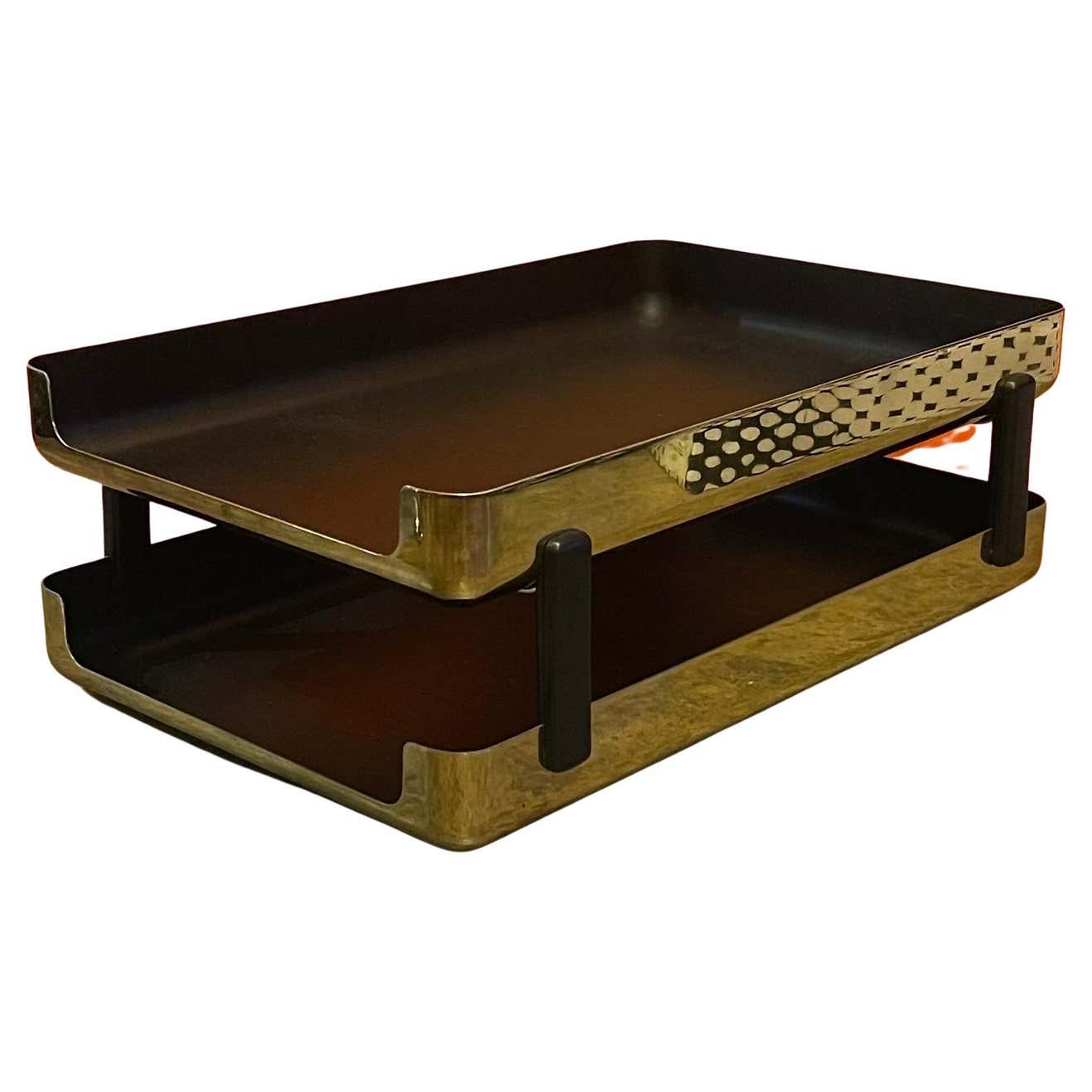 Post-Modern Polished Brass Double Letter Tray