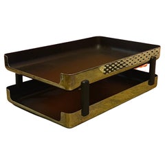 Post-Modern Polished Brass Double Letter Tray "Emphasis 6000" by Eldon