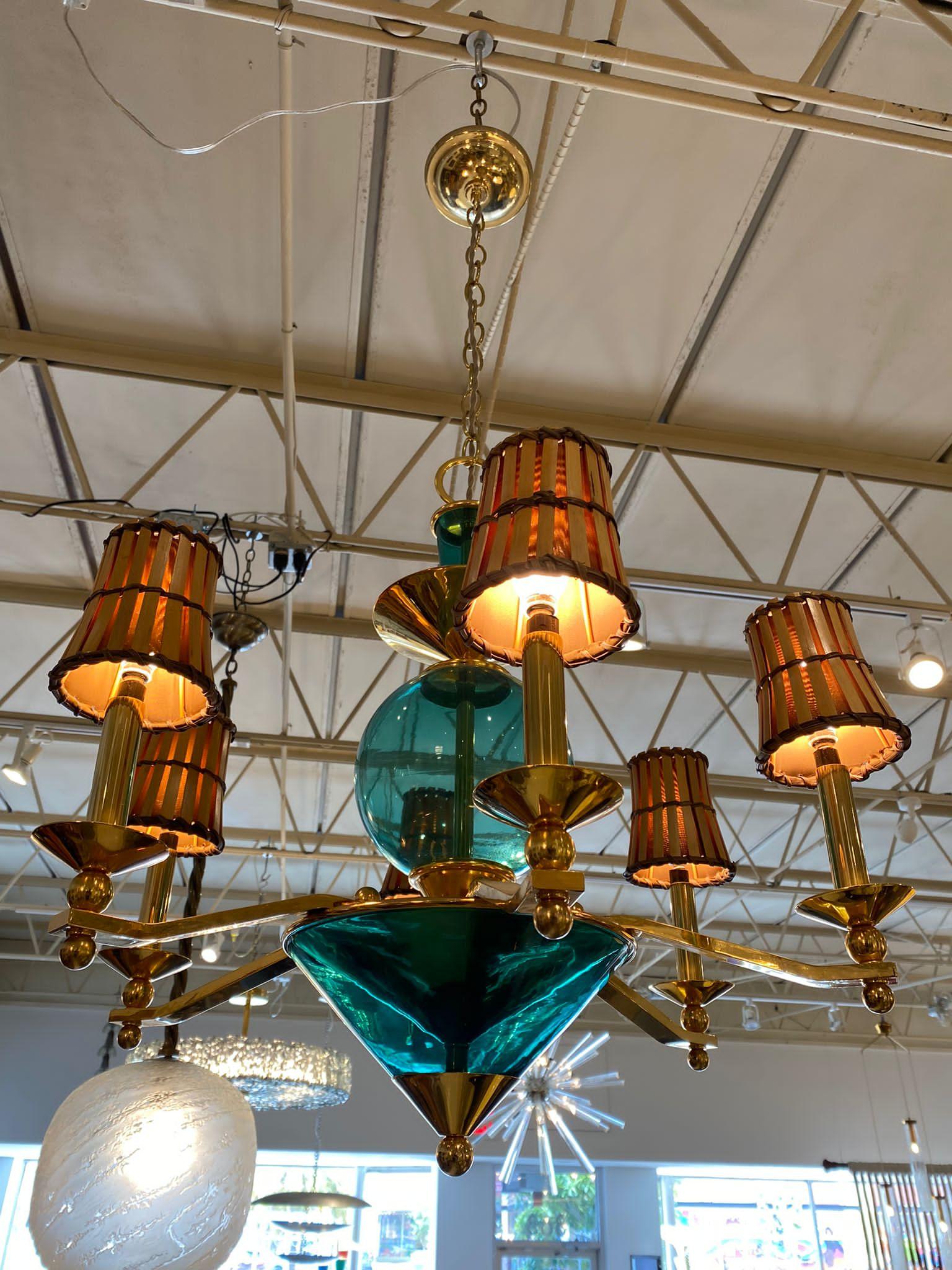 Post Modern Ponti-Style 6-Light Chandelier 8