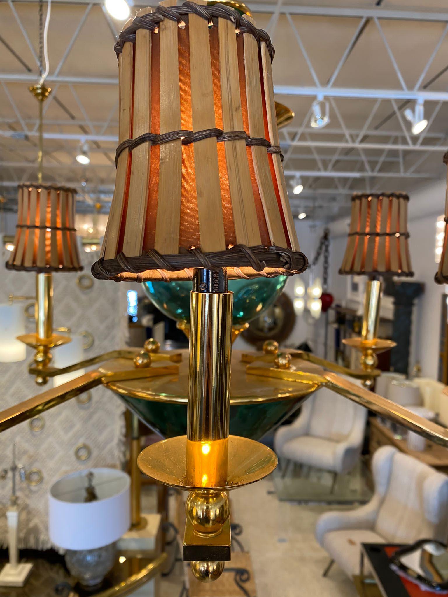 Italian Post Modern Ponti-Style 6-Light Chandelier