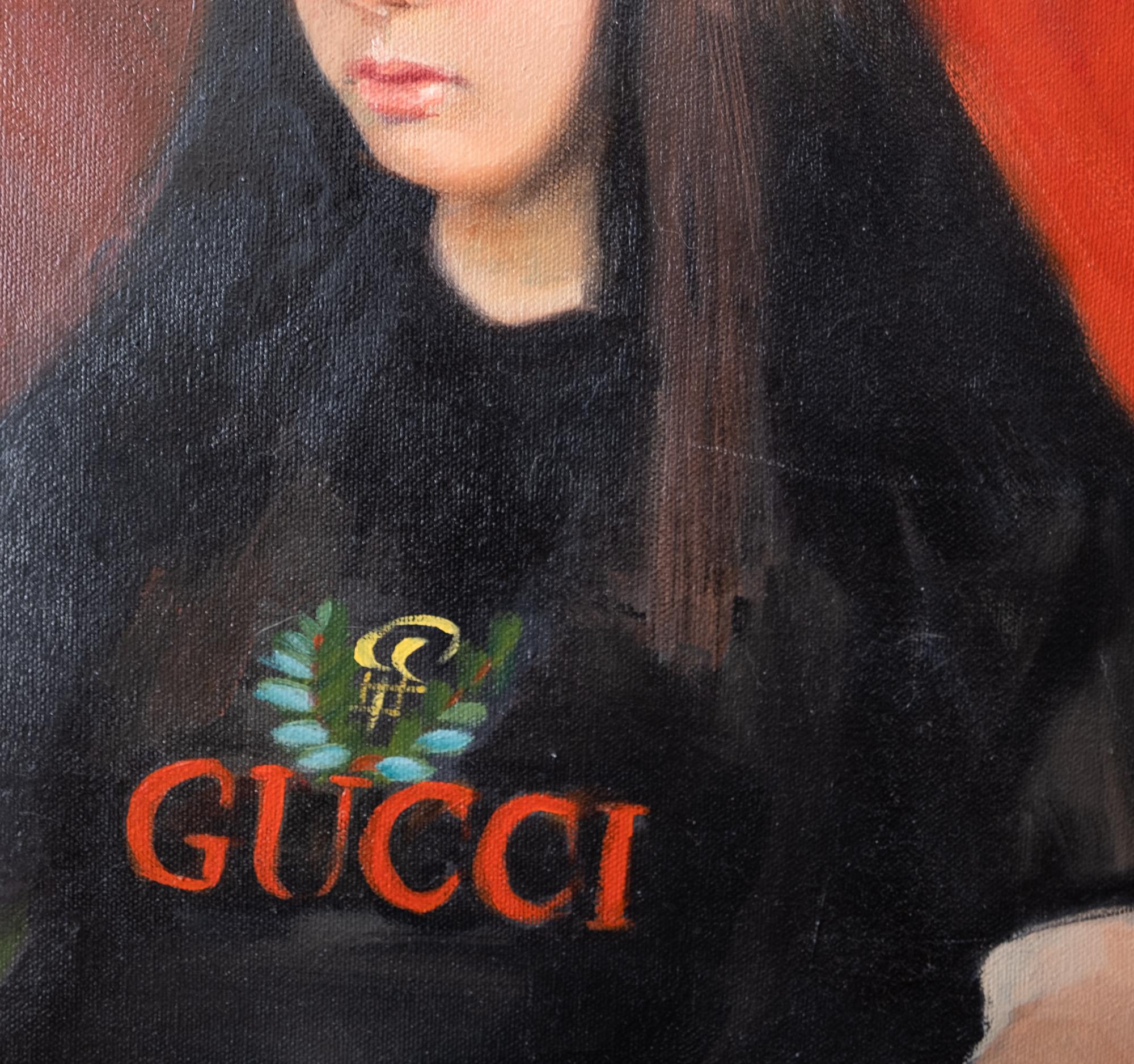 Postmodern Portrait of a Girl Wearing a Gucci T-Shirt, 1990 1