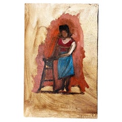 Retrato posmoderno de mujer con falda azul - Clair Seglem