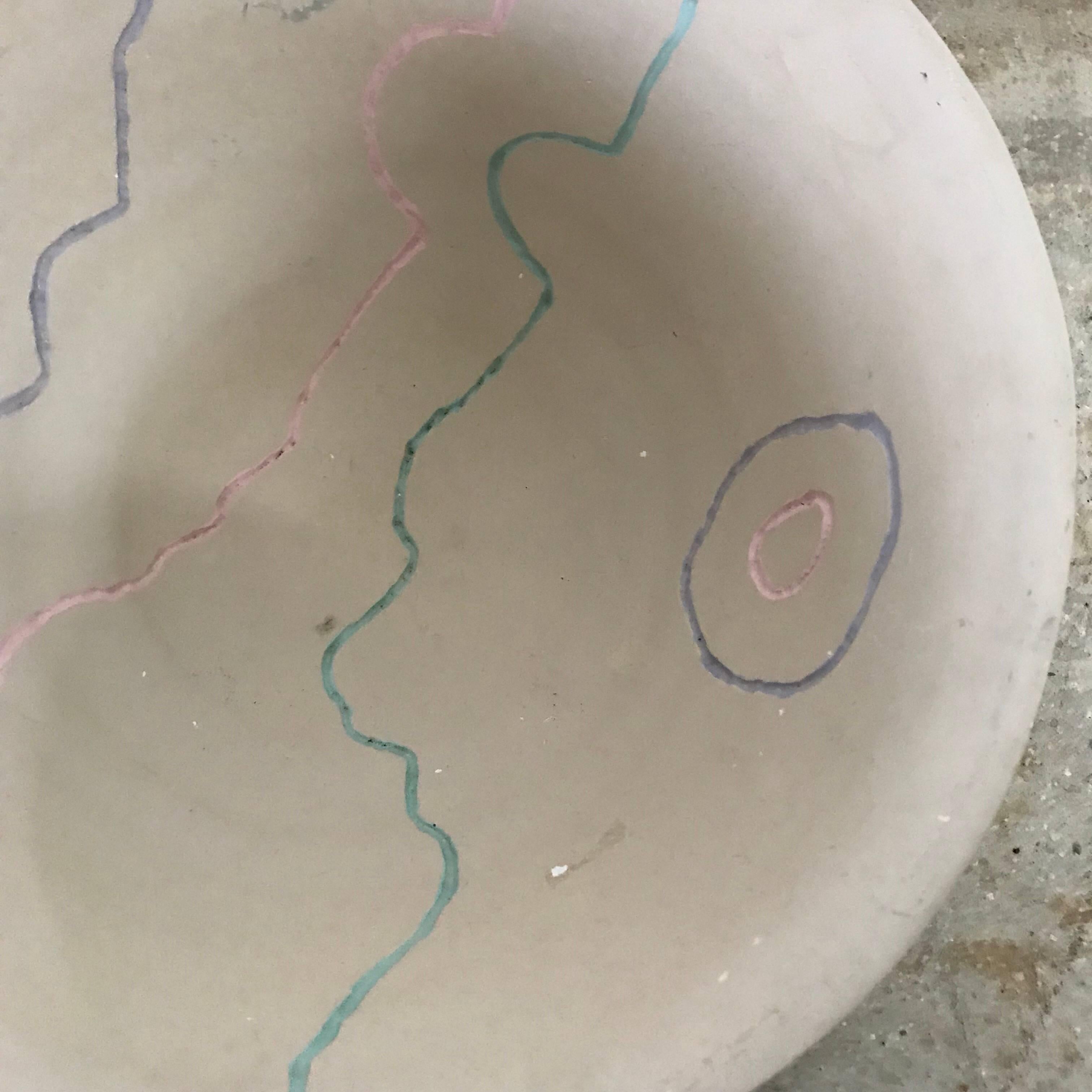 Hand-Painted Postmodern Pottery Centrepiece Bowl or Fruit Bowl