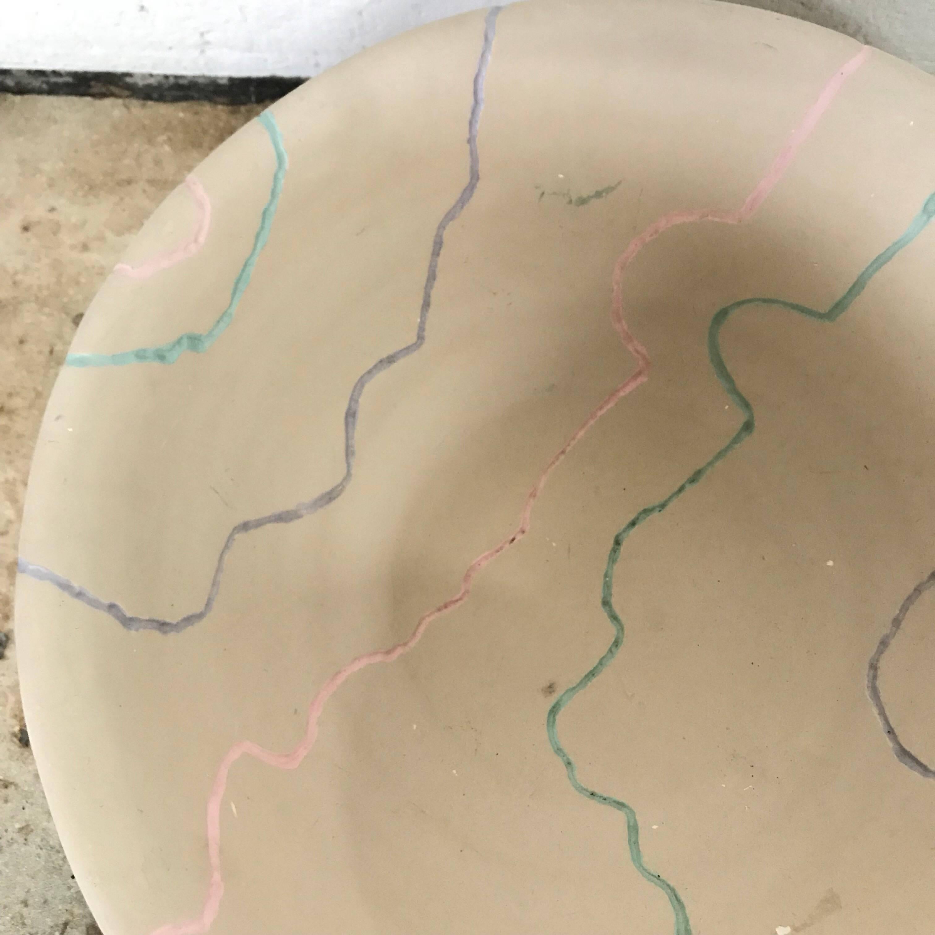 Postmodern Pottery Centrepiece Bowl or Fruit Bowl In Good Condition In Miami, FL