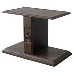 Vintage Post Modern Rectangular Pedestal Side Table, Walnut