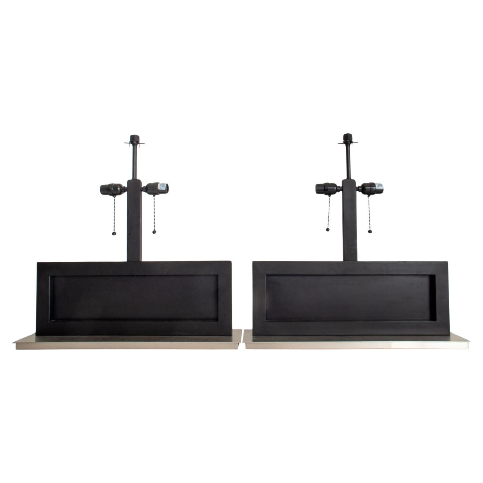 Post-Modern Rectangular Table Lamps, Pair