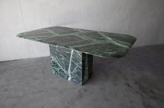 Post Modern Rectangular Verde Green Marble Dining Table