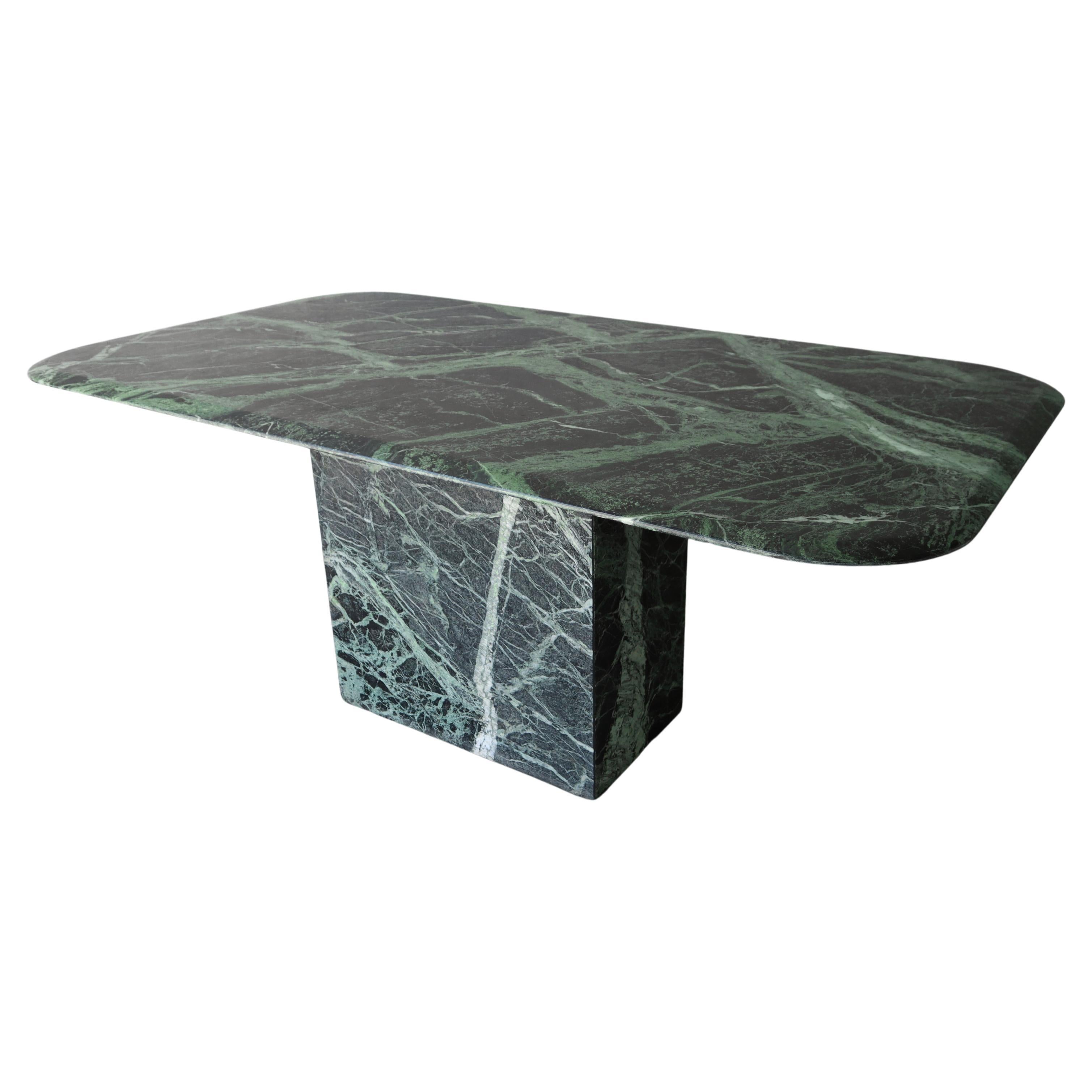 Table de salle à manger post-moderne rectangulaire en marbre Greene & Greene
