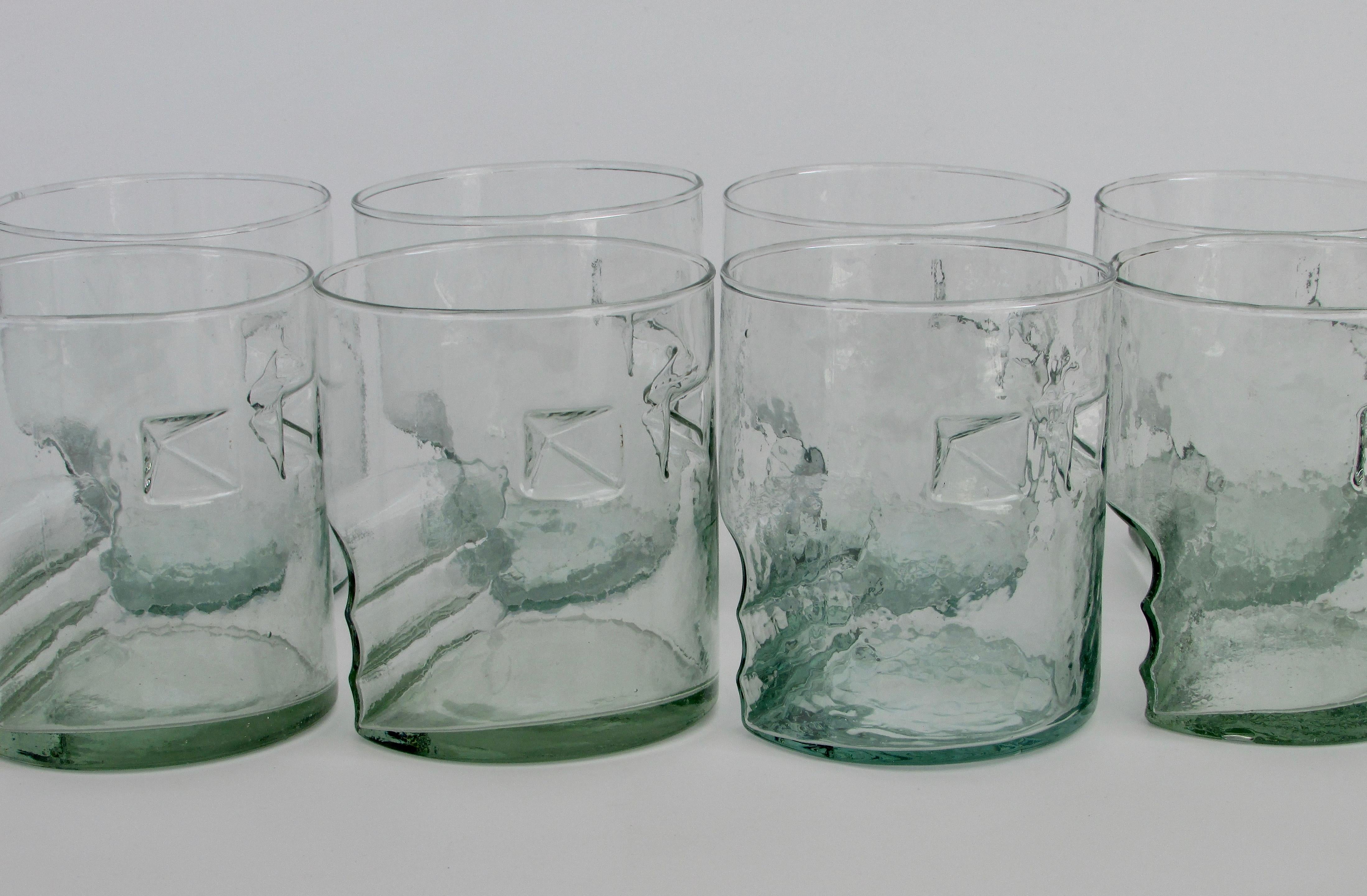 Post-Modern Recycled Glass Lowball Cocktail Glasses, Set of Eight In Good Condition In Ferndale, MI
