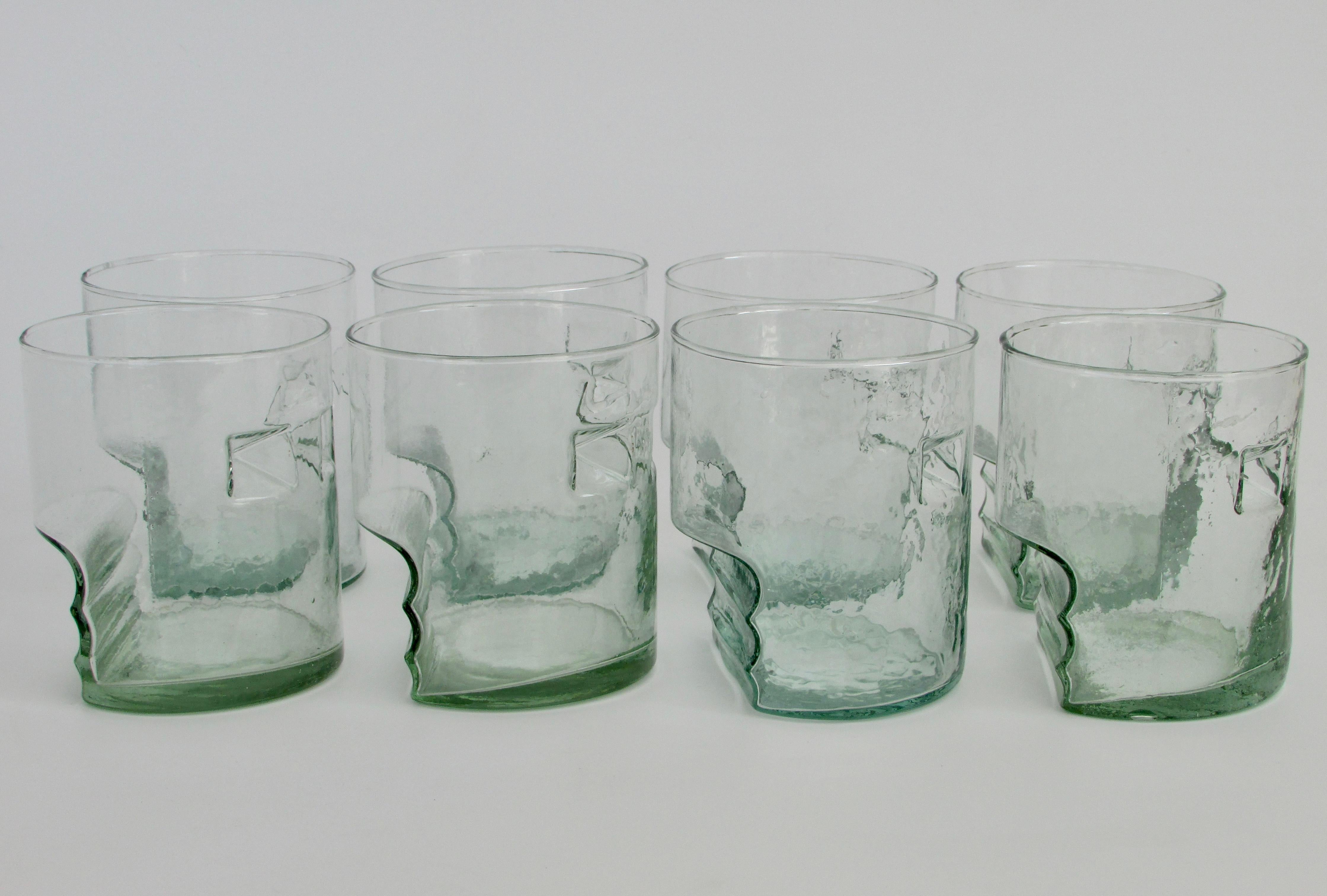 Late 20th Century Post-Modern Recycled Glass Lowball Cocktail Glasses, Set of Eight