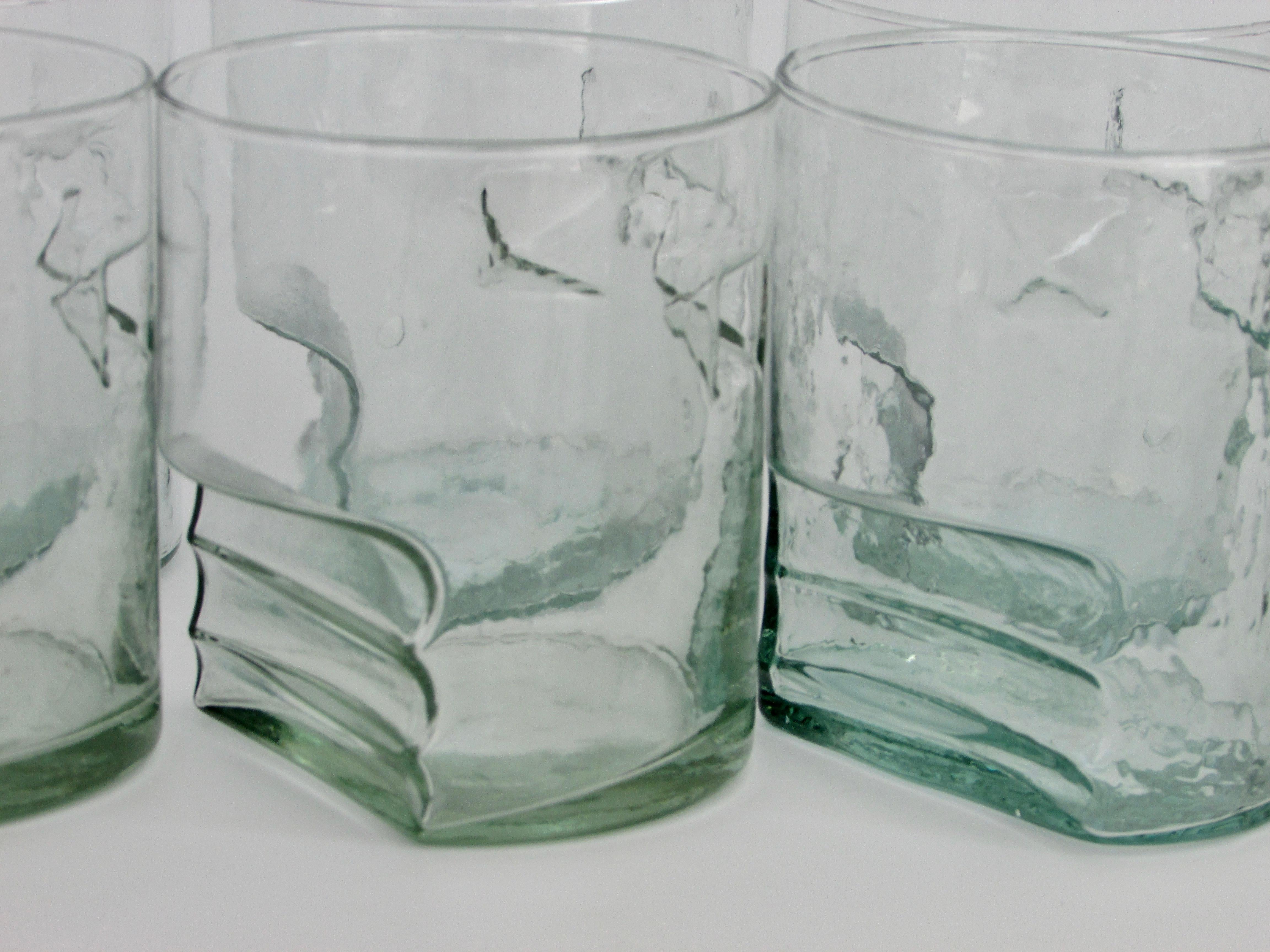 Post-Modern Recycled Glass Lowball Cocktail Glasses, Set of Eight 1