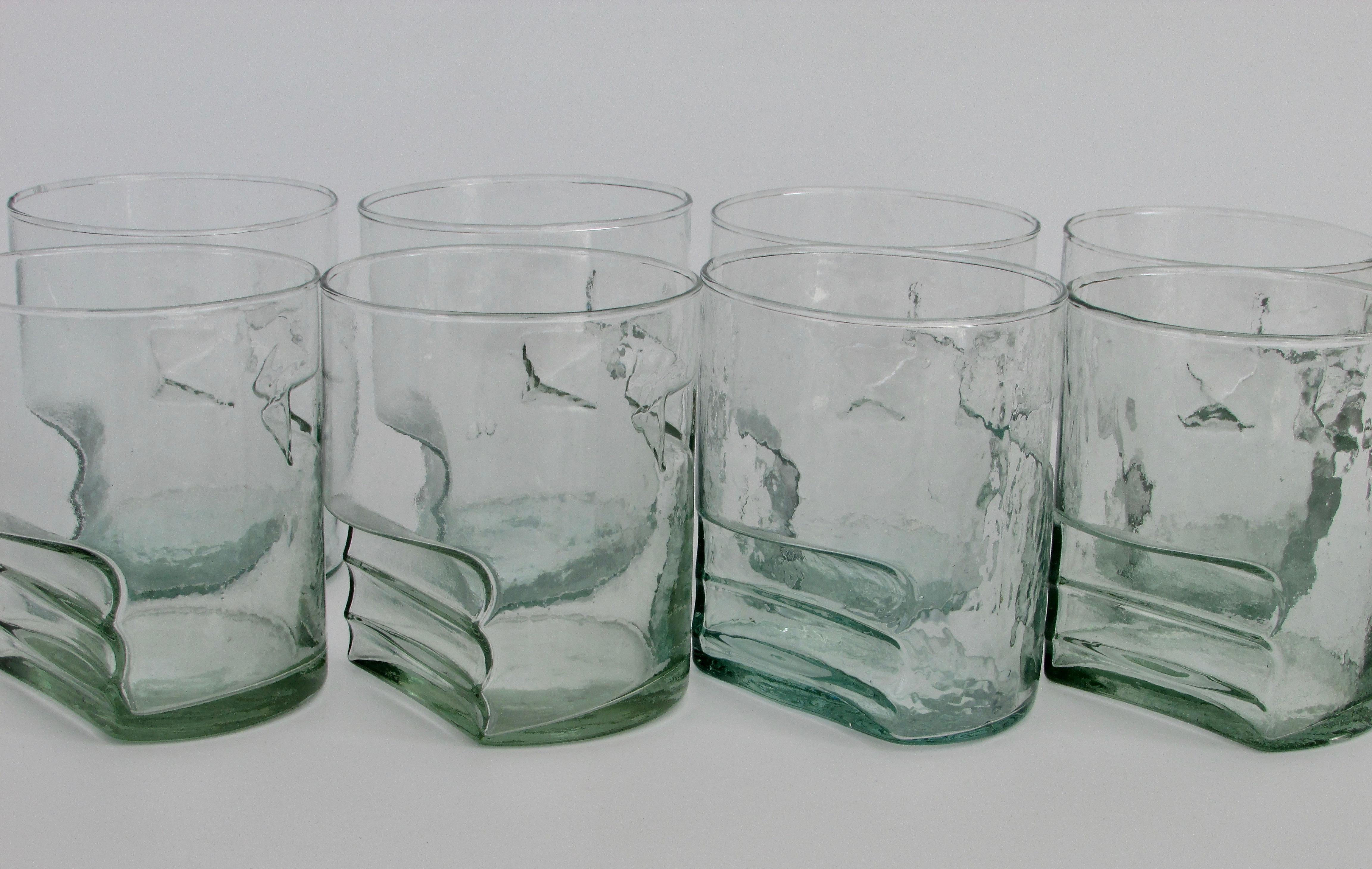 Post-Modern Recycled Glass Lowball Cocktail Glasses, Set of Eight 2