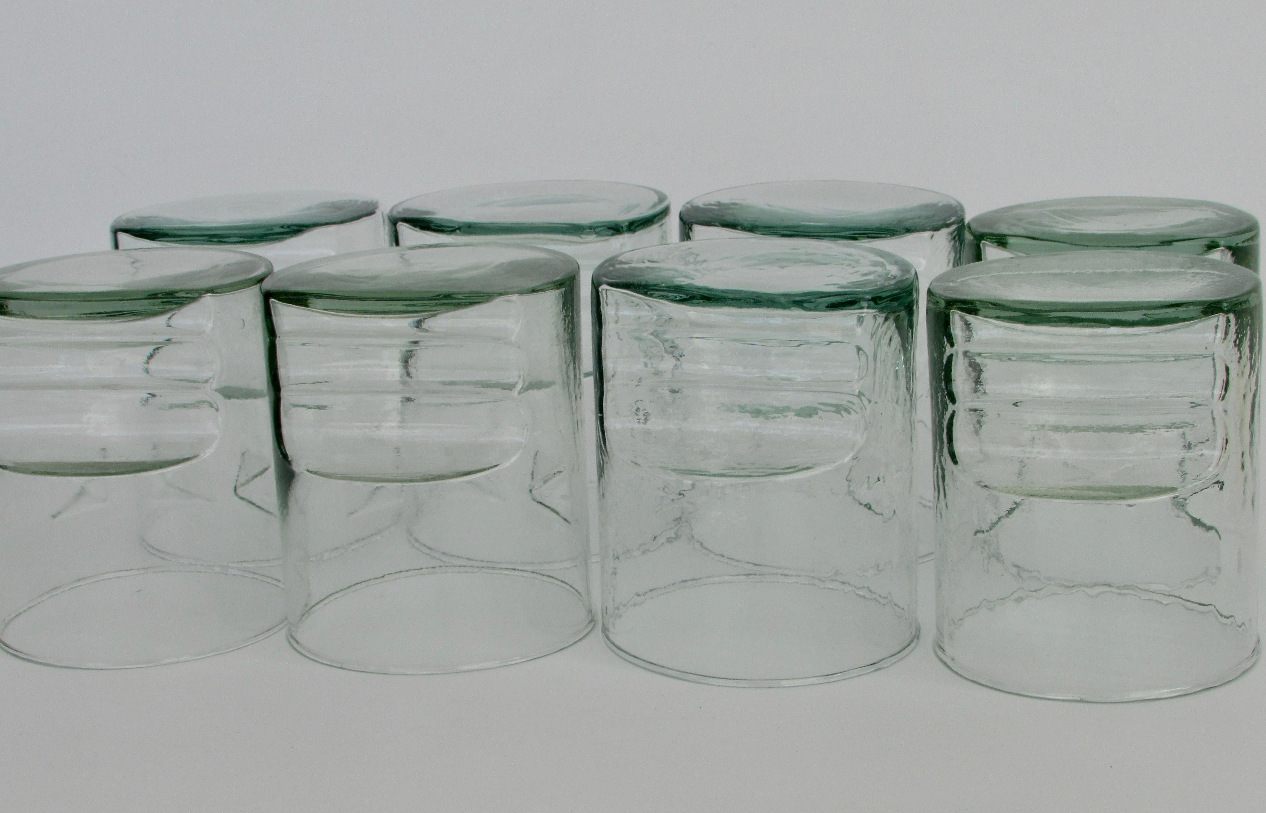 Post-Modern Recycled Glass Lowball Cocktail Glasses, Set of Eight 3