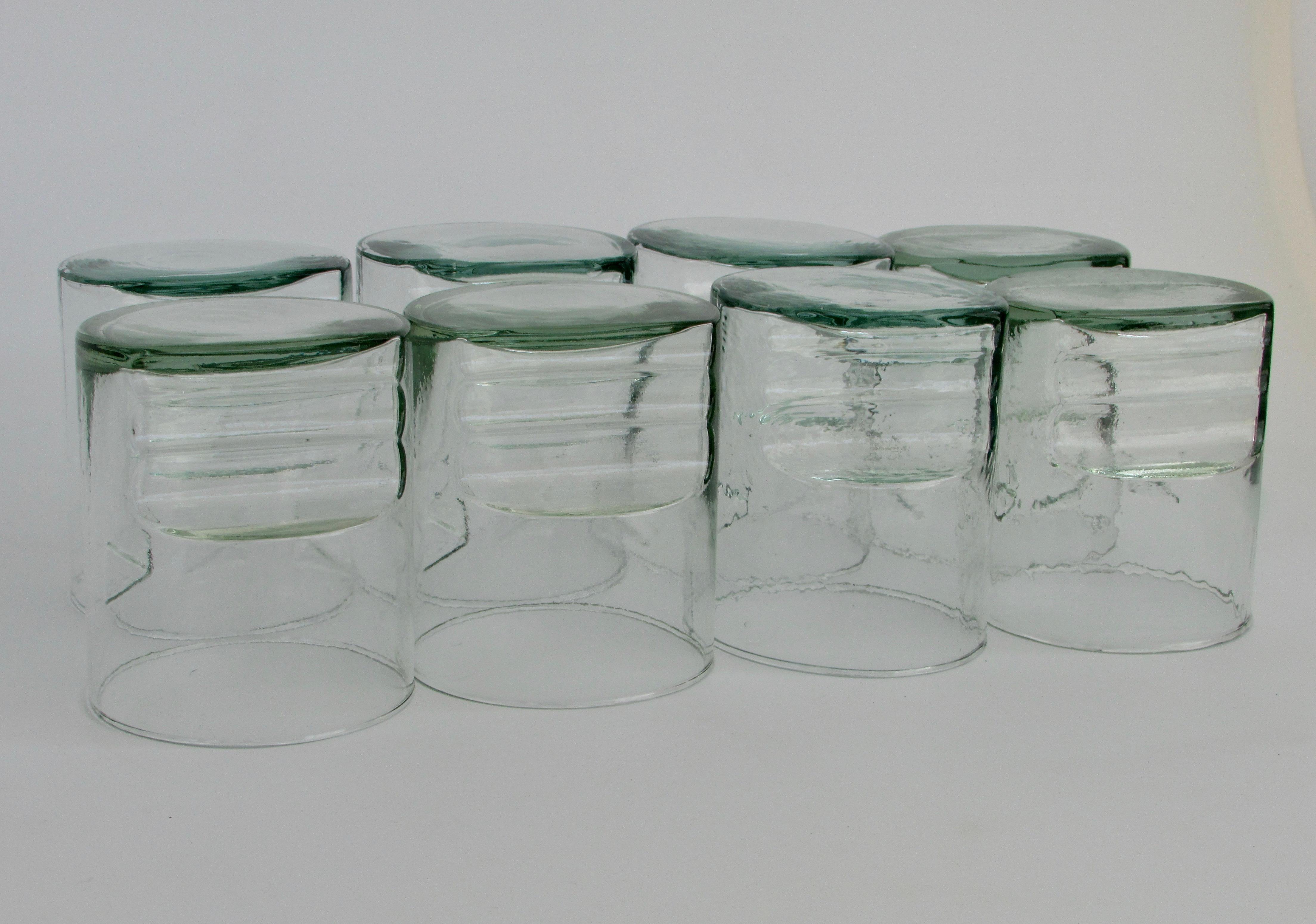 Post-Modern Recycled Glass Lowball Cocktail Glasses, Set of Eight 4