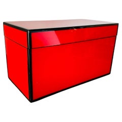 Post Modern Red Lacquered Jewerly Box by Gumps