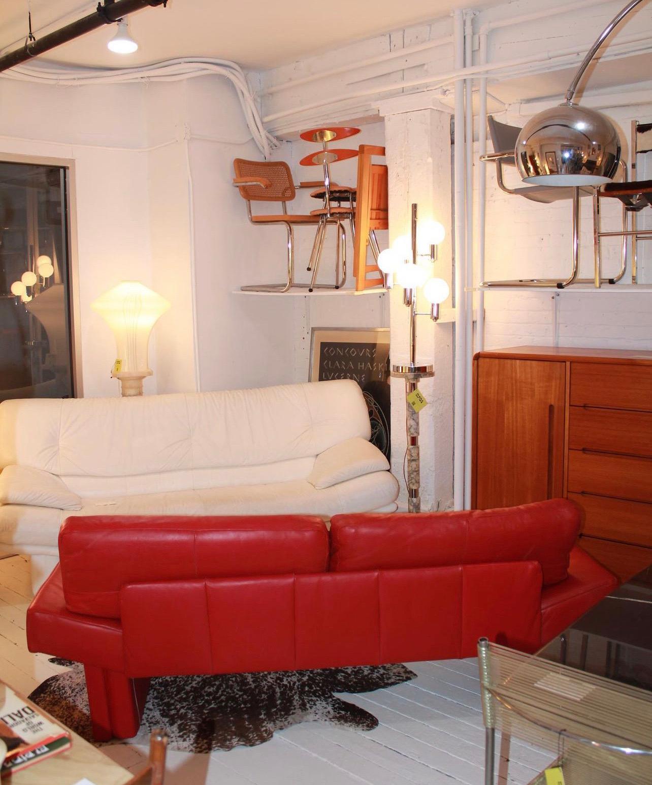 Post Modern Red Leather Sofa by Flep S.P.a. Bitonto, Made in Italy For Sale 1