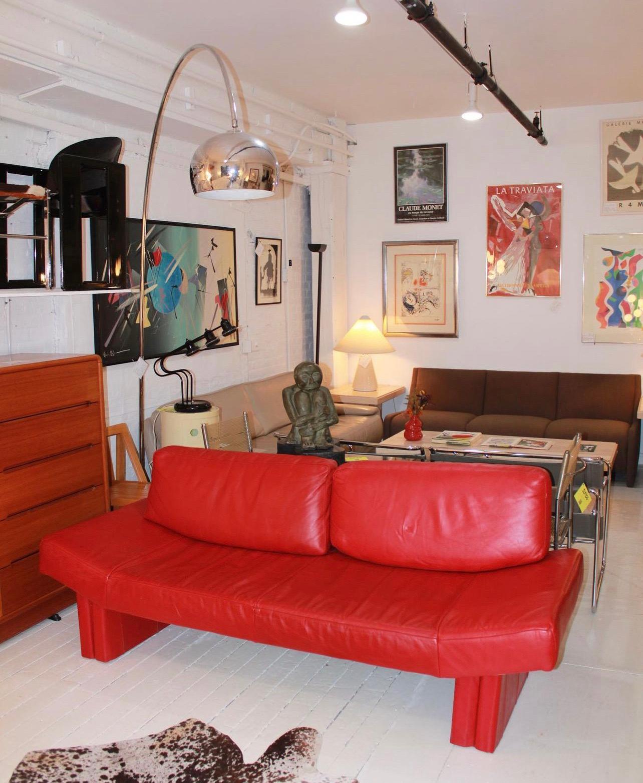Post Modern Red Leather Sofa by Flep S.P.a. Bitonto, Made in Italy For Sale 2