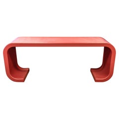 Vintage Post Modern Red Waterfall Console Table Memphis Style