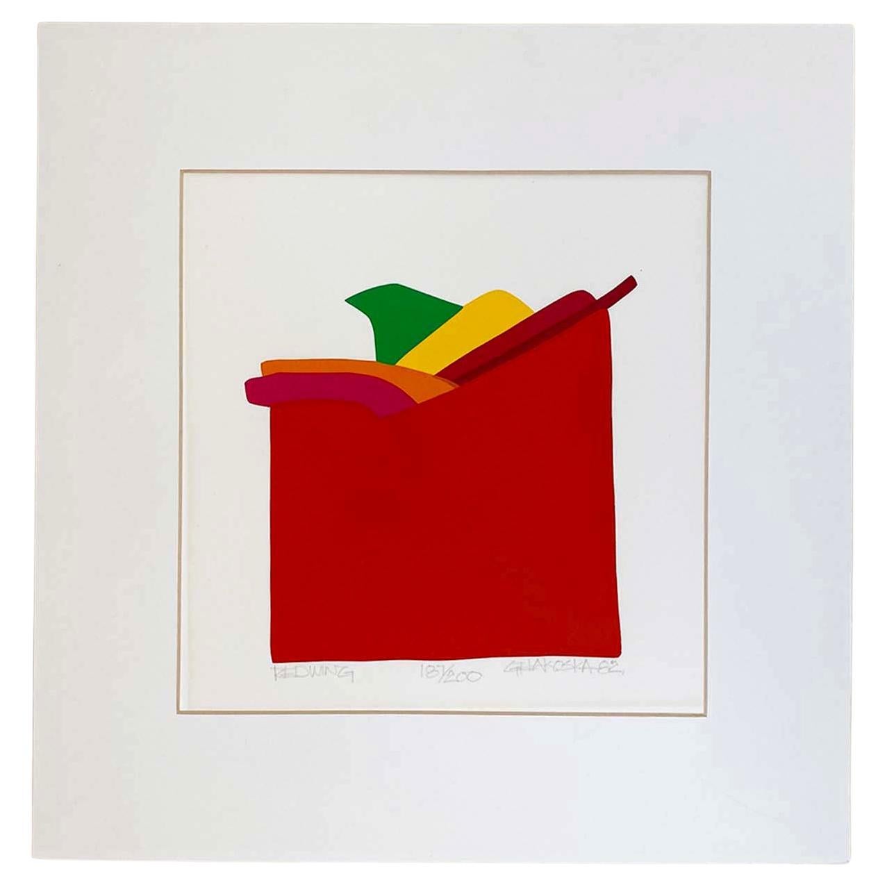 Post Modern "Red Wing" Silk Screen Print by Daniel Gelakoska dated 1982