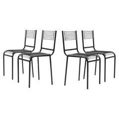Sedie da pranzo post-moderne René Herbst Sandows in nero Bauhaus circa 1980