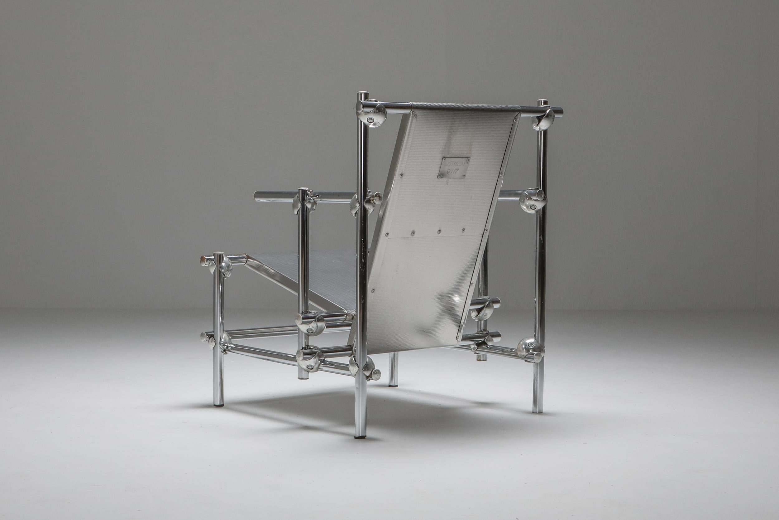 Collectible armchair, Longin 0117, after Rietveld's red and blue

Postmodern 'prototype' collectible one-off piece by an Italian designer.
Marked 'Longin 0117'
The connections used I've only seen in Italy. So this piece is most likely an