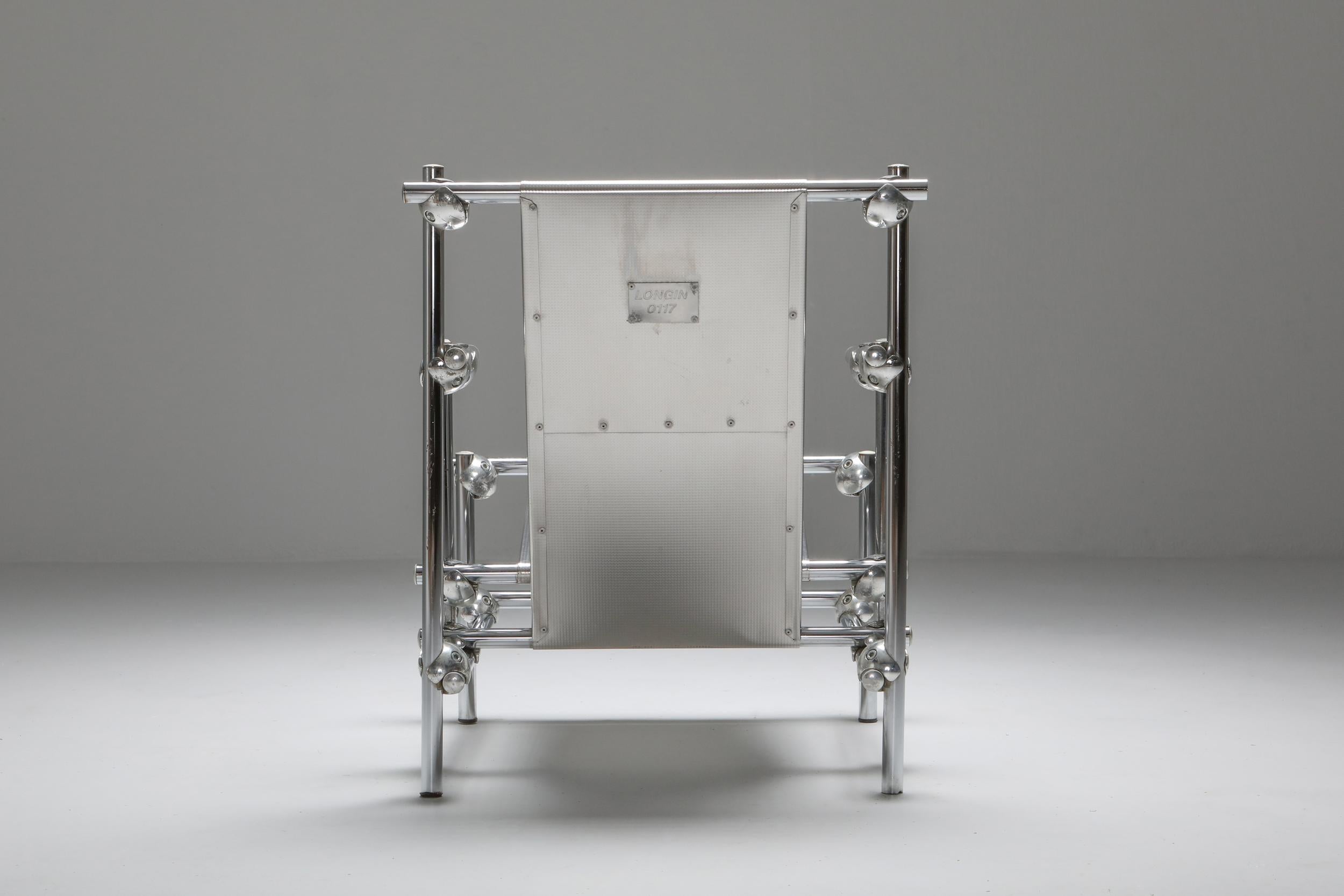Post-Modern Postmodern Rietveld Style Chromed Metal Lounge Chair