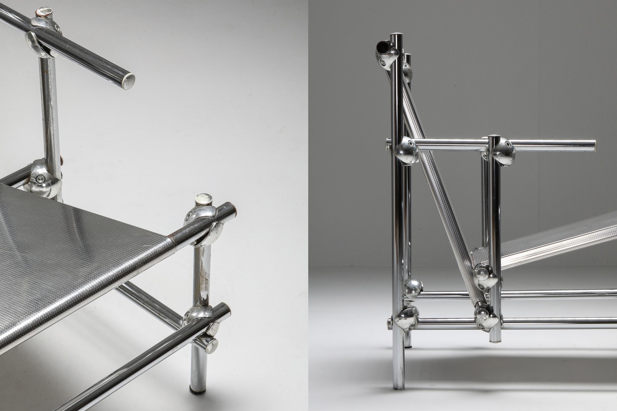 Postmodern Rietveld Style Chromed Metal Lounge Chair 2