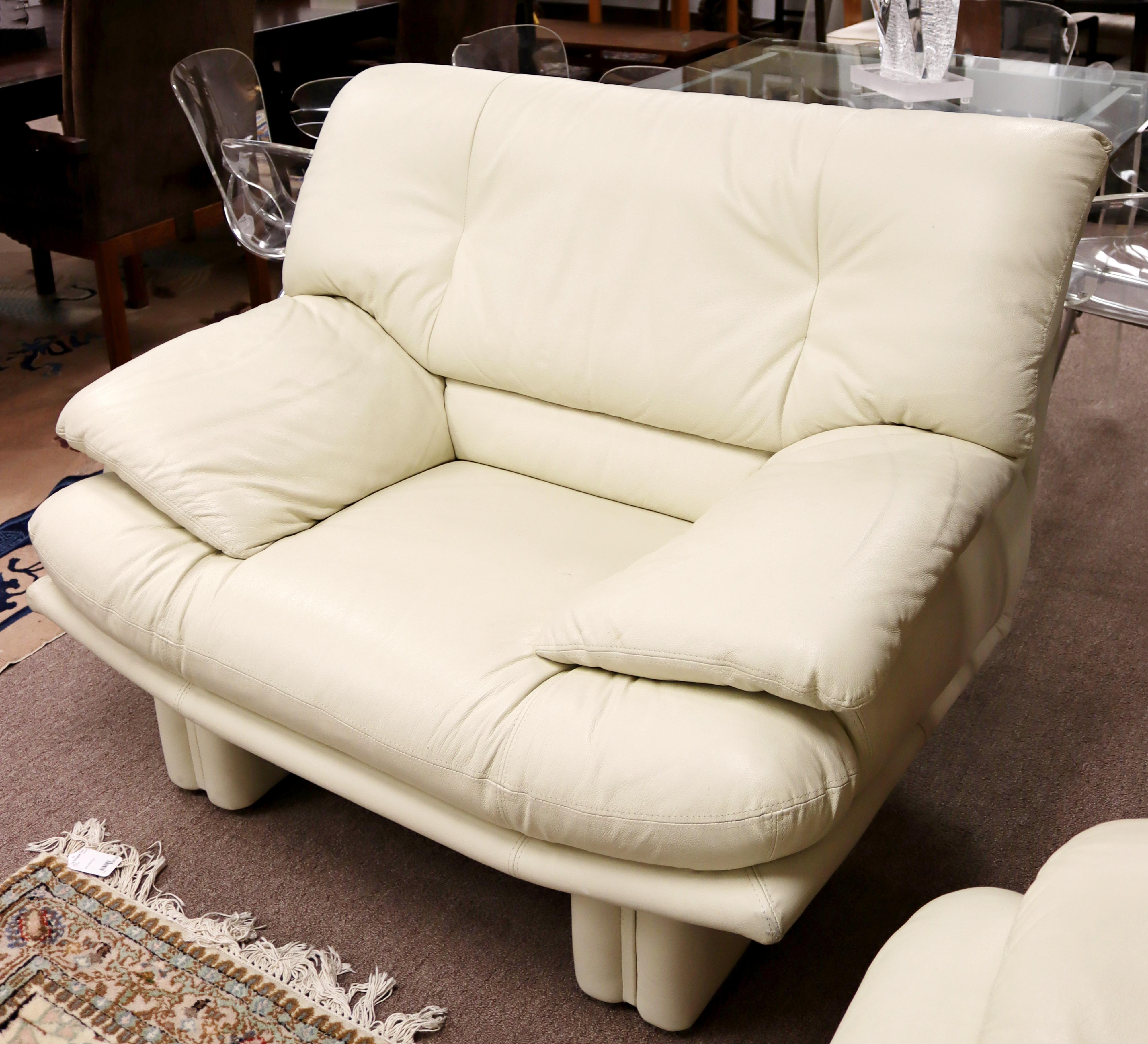Post Modern Roche Bobois 2 Piece Draped Leather Sofa Loveseat with Chair In Good Condition In Keego Harbor, MI