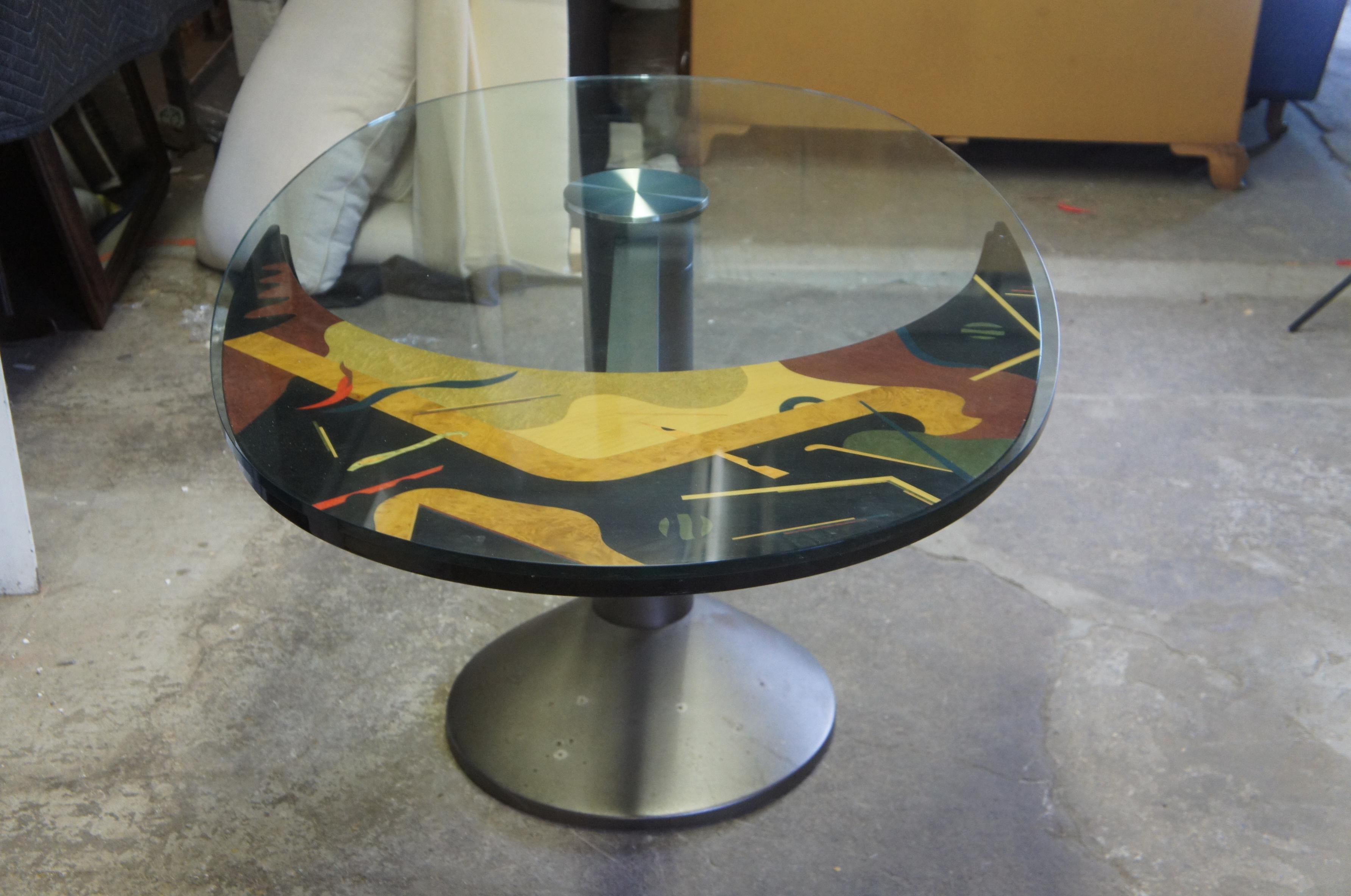 20th Century Post Modern Roche Bobois Glass Boomerang Rotating Oval Dining Table Contemporary
